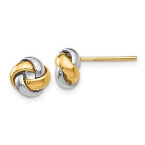 8mm Polished Love Knot Earrings in 14k Two Tone Gold